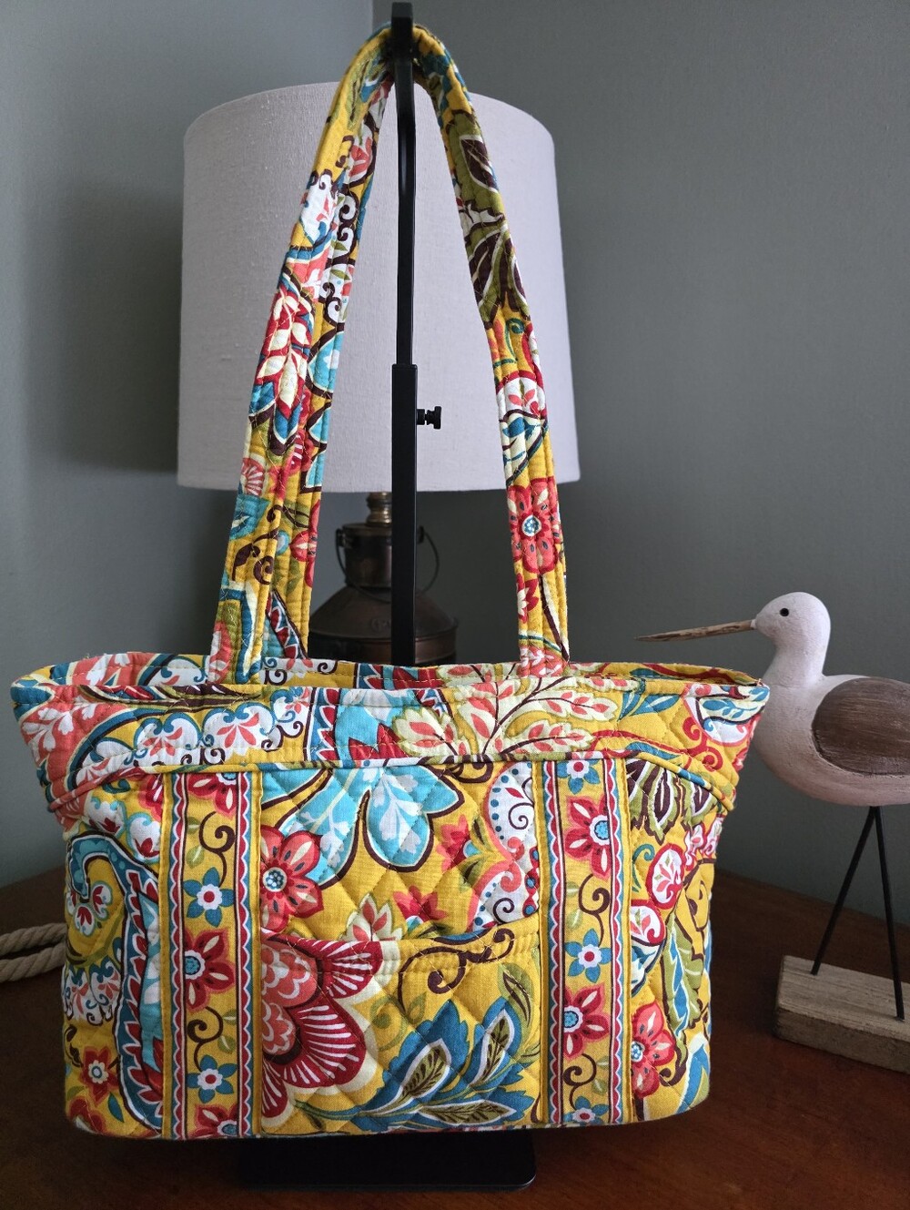 Vera Bradley Mandy Tote Bag Provencal Yellow Quilted Cotton Handbag